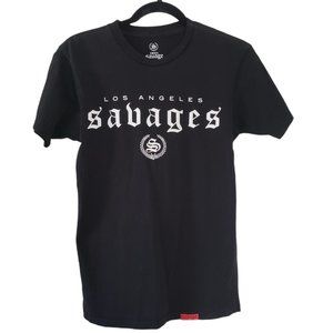 COPY - Savage Black T Shirt with Los Angeles Decal  Size Small 100% Cotton